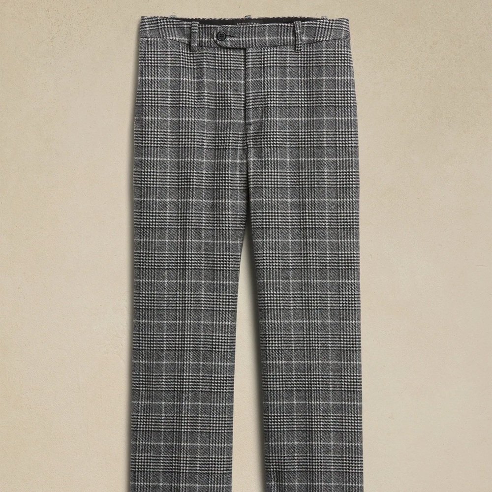 Wool Black and Gray Plaid Trousers. Lengthenable.